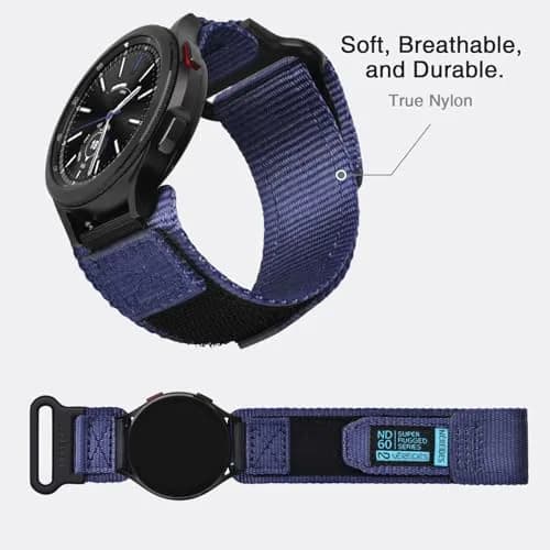 Nereides Purple Nylon Watch Band for Samsung Galaxy Watch 7/6/5/4 40mm 44mm, 20mm Adjustable Sports Strap thumbnail 4
