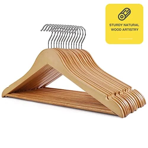 Uinicor Wooden Hangers 30 Pack | Heavy Duty & Space Saving Natural Finish thumbnail 6