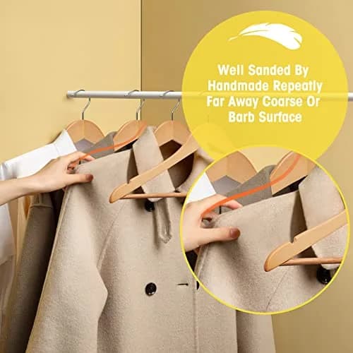 Uinicor Wooden Hangers 30 Pack | Heavy Duty & Space Saving Natural Finish thumbnail 3