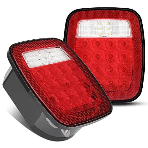 CMVT Auto Red Square 38-LED Tail Light Assembly 2-Pack | Universal 12V Fitment for Jeep Wrangler CJ YJ TJ & Trucks thumbnail 8