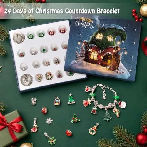 OuMuaMua Christmas Countdown Advent Calendar Bracelets 2026 | DIY Jewelry Kit for Girls & Kids thumbnail 8