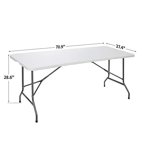 Saicool 6FT Folding Event Table | Heavy Duty Indoor Outdoor Picnic Table, White thumbnail 6