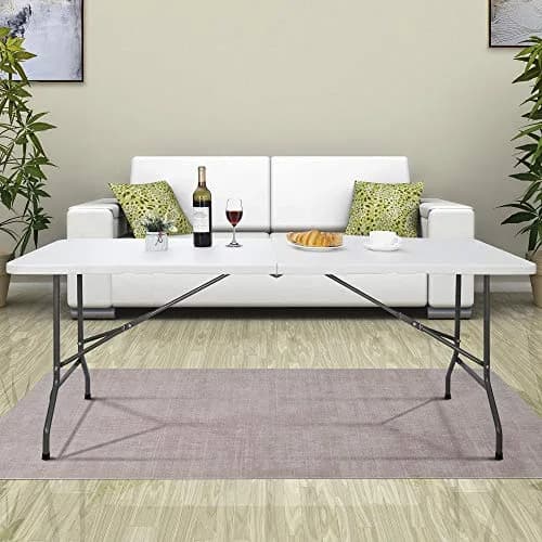 Saicool 6FT Folding Event Table | Heavy Duty Indoor Outdoor Picnic Table, White thumbnail 2