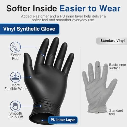 Schneider Black Vinyl Exam Gloves 1000 ct (4 mil) | Medical Grade Disposable Protection thumbnail 3