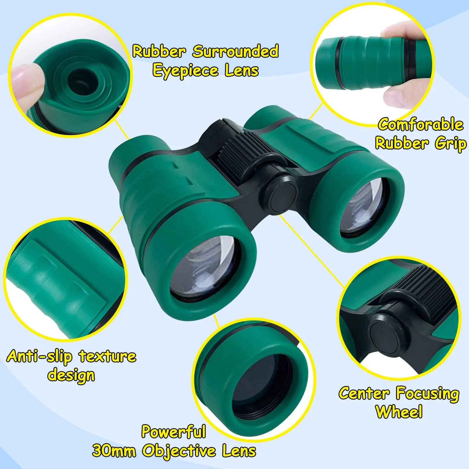 ESSENSON Kids Binoculars Yellow 4x30mm (150g) | Shockproof Outdoor Toy for Ages 3-12 - view 2