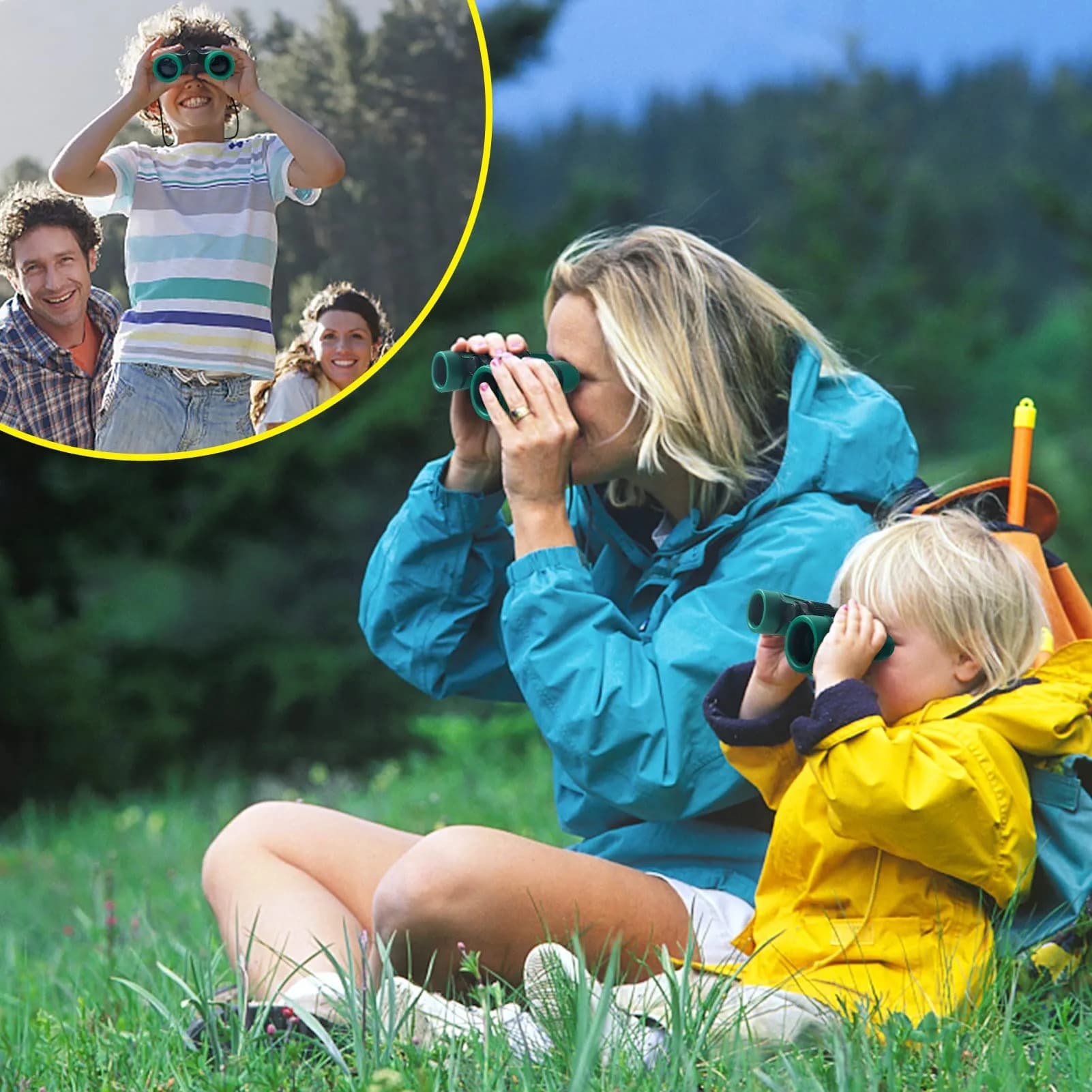 ESSENSON Kids Binoculars Yellow 4x30mm (150g) | Shockproof Outdoor Toy for Ages 3-12 - view 4