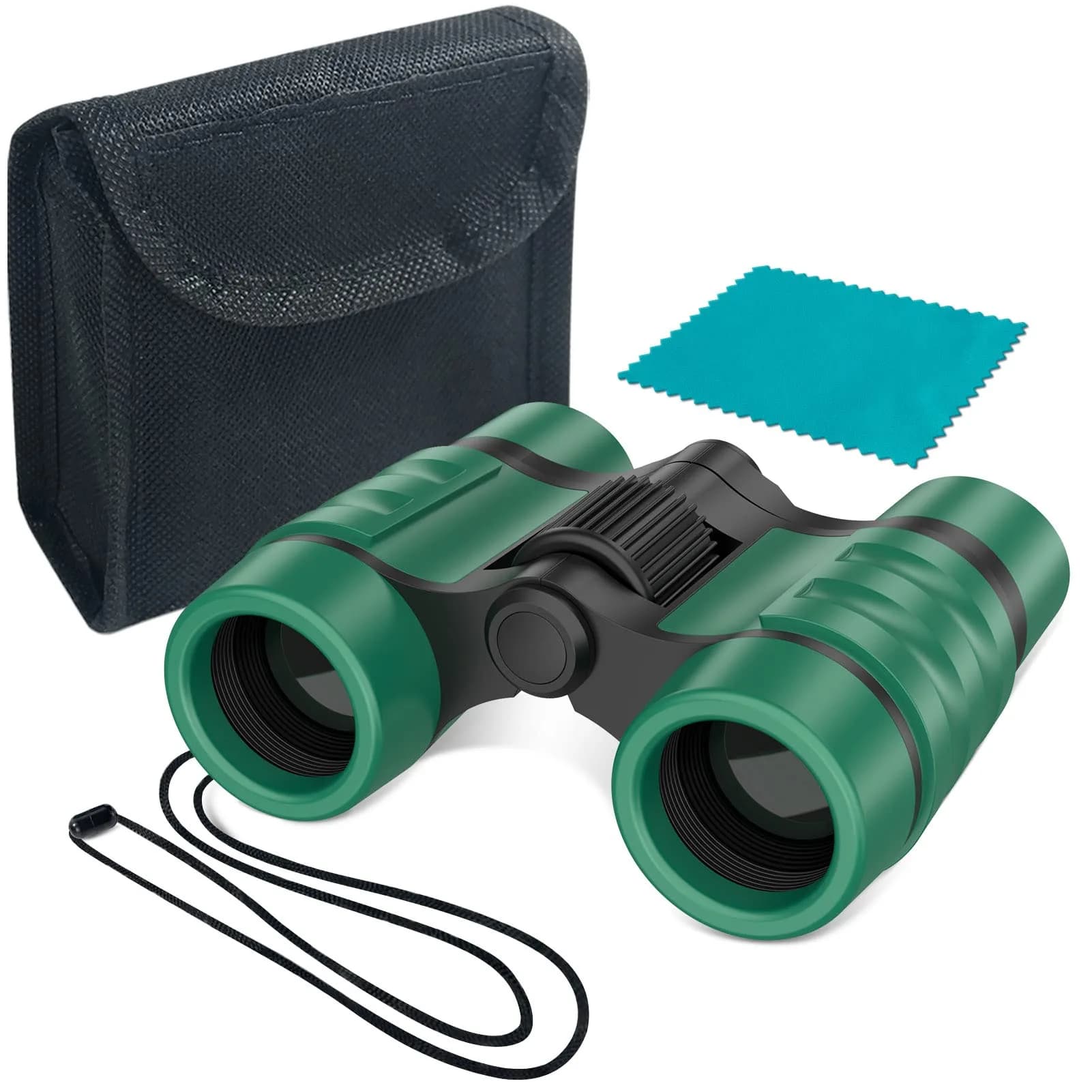 ESSENSON Kids Binoculars Yellow 4x30mm (150g) | Shockproof Outdoor Toy for Ages 3-12 — forest green