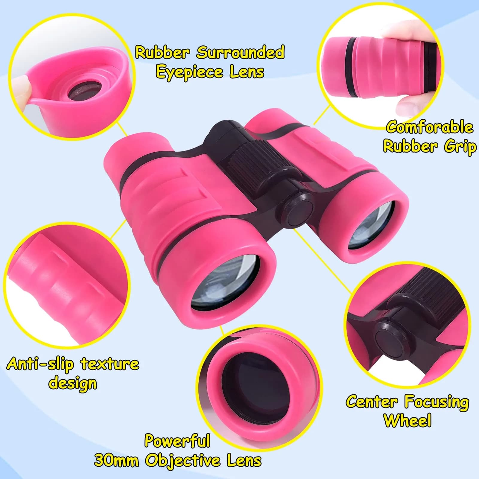 ESSENSON Kids Binoculars Pink 4x30mm (150g) | Shockproof Outdoor Toy for Ages 3-12 - view 2