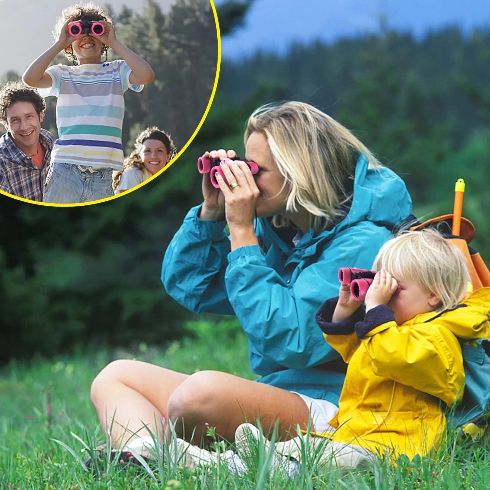 ESSENSON Kids Binoculars Pink 4x30mm (150g) | Shockproof Outdoor Toy for Ages 3-12 - view 4
