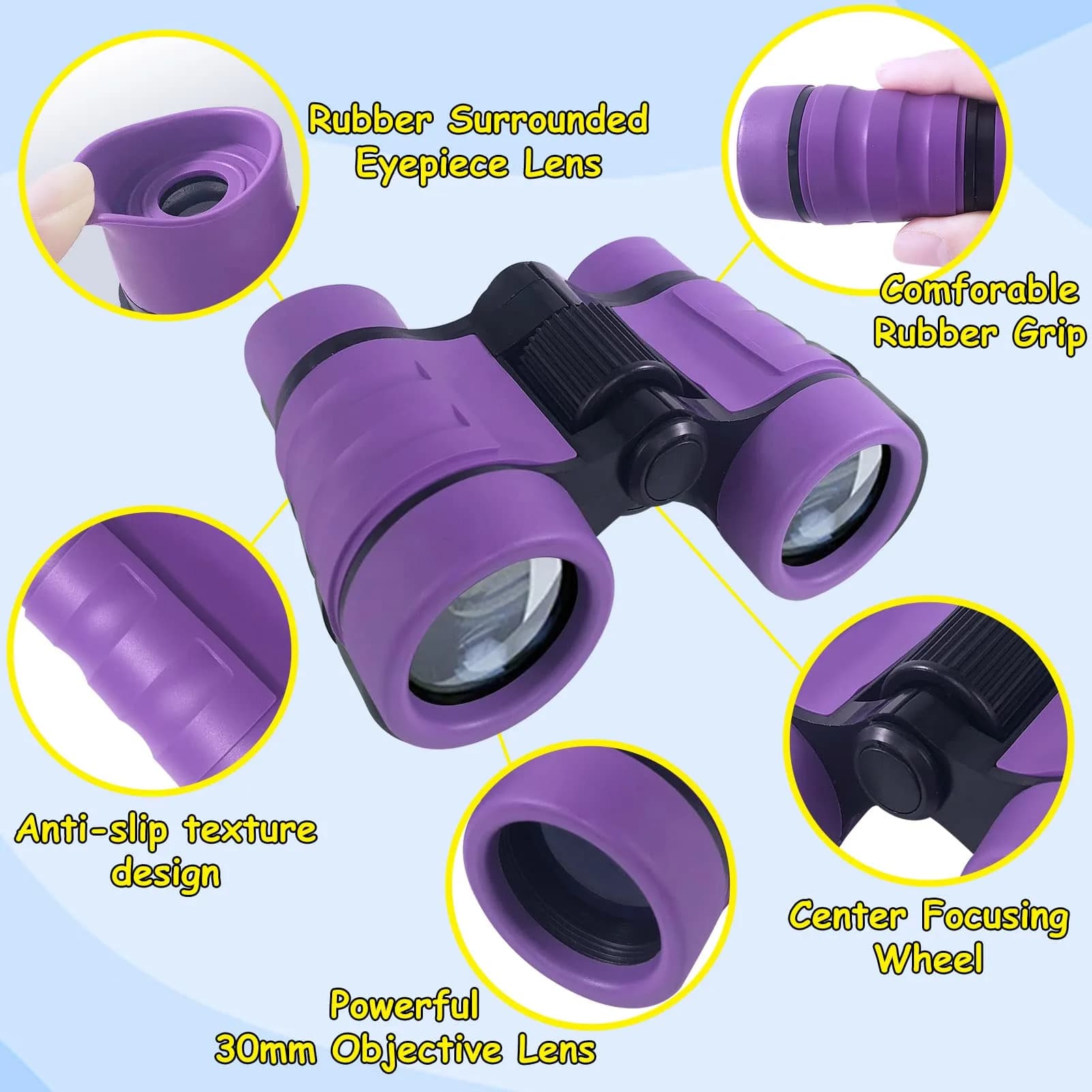 ESSENSON Kids Binoculars Purple 4x30mm (150g) | Shockproof Outdoor Toy for Ages 3-12 - view 2