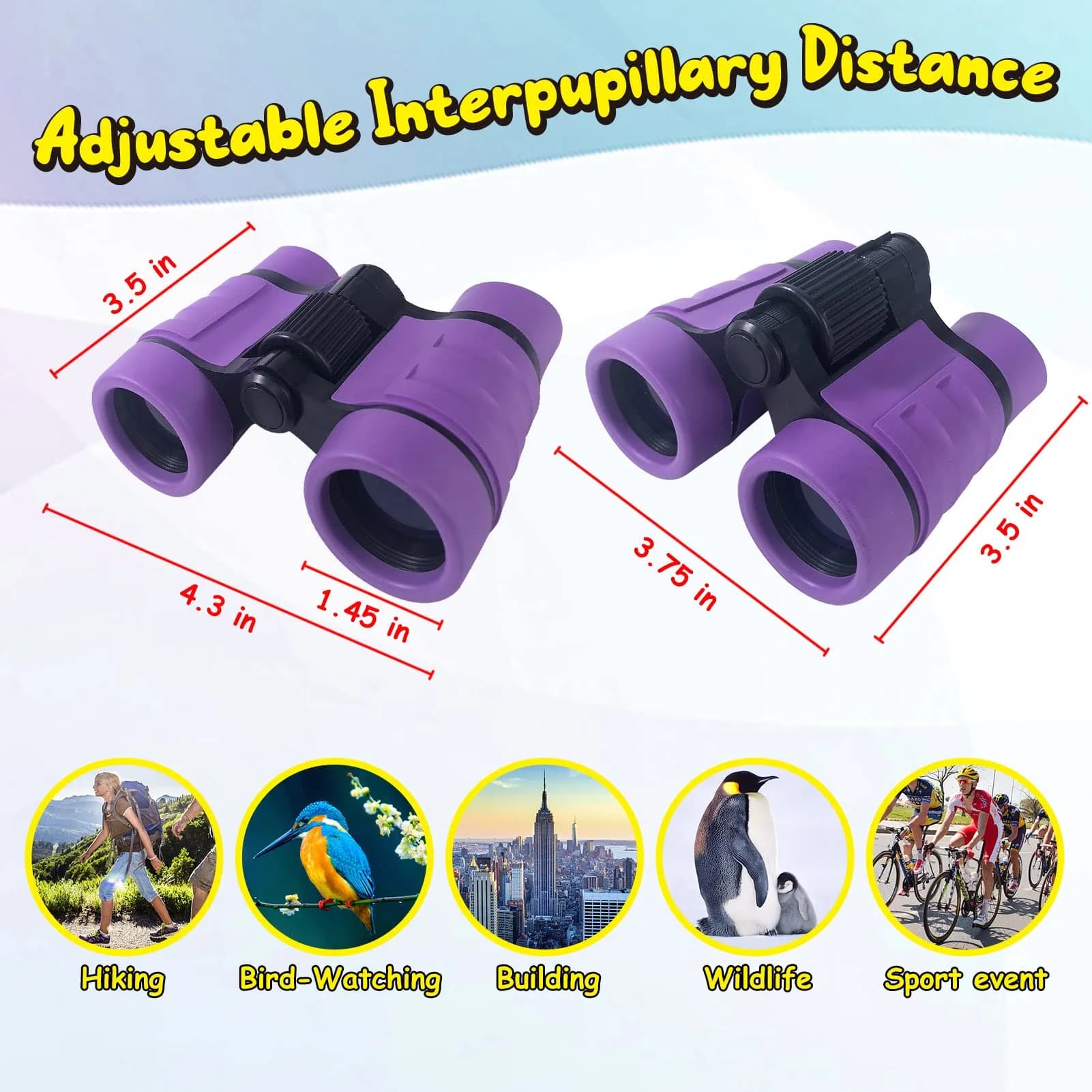ESSENSON Kids Binoculars Purple 4x30mm (150g) | Shockproof Outdoor Toy for Ages 3-12 - view 3