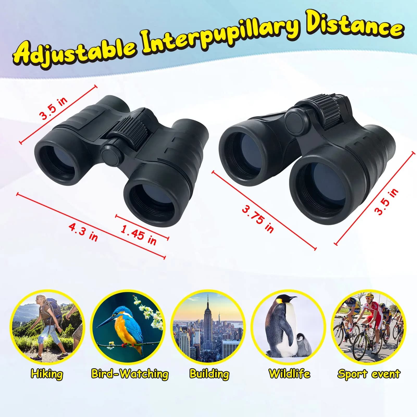 ESSENSON Kids Binoculars Black 4x30mm (150g) | Shockproof Outdoor Toy for Ages 3-12 - view 3