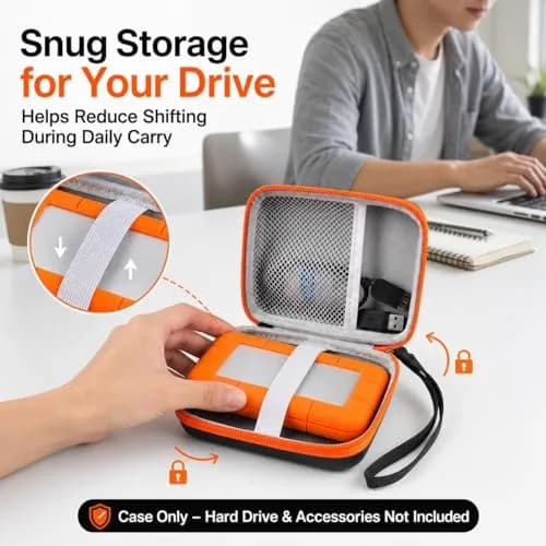 ALKOO Orange Hard Drive Case for LaCie Rugged Mini 1TB-5TB | Protects Drive & Accessories thumbnail 4