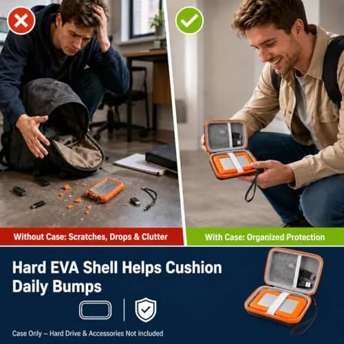 ALKOO Orange Hard Drive Case for LaCie Rugged Mini 1TB-5TB | Protects Drive & Accessories thumbnail 5