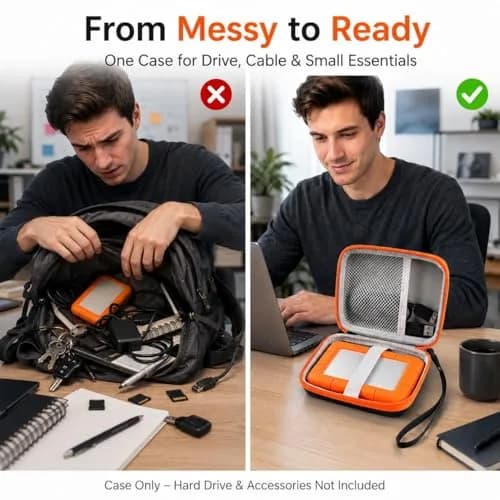 ALKOO Orange Hard Drive Case for LaCie Rugged Mini 1TB-5TB | Protects Drive & Accessories thumbnail 7