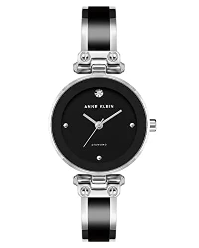 Anne Klein Women's Genuine Diamond Dial Bangle Watch | Silver-tone, 34mm, Enamel Bezel, Water-Resistant thumbnail 1