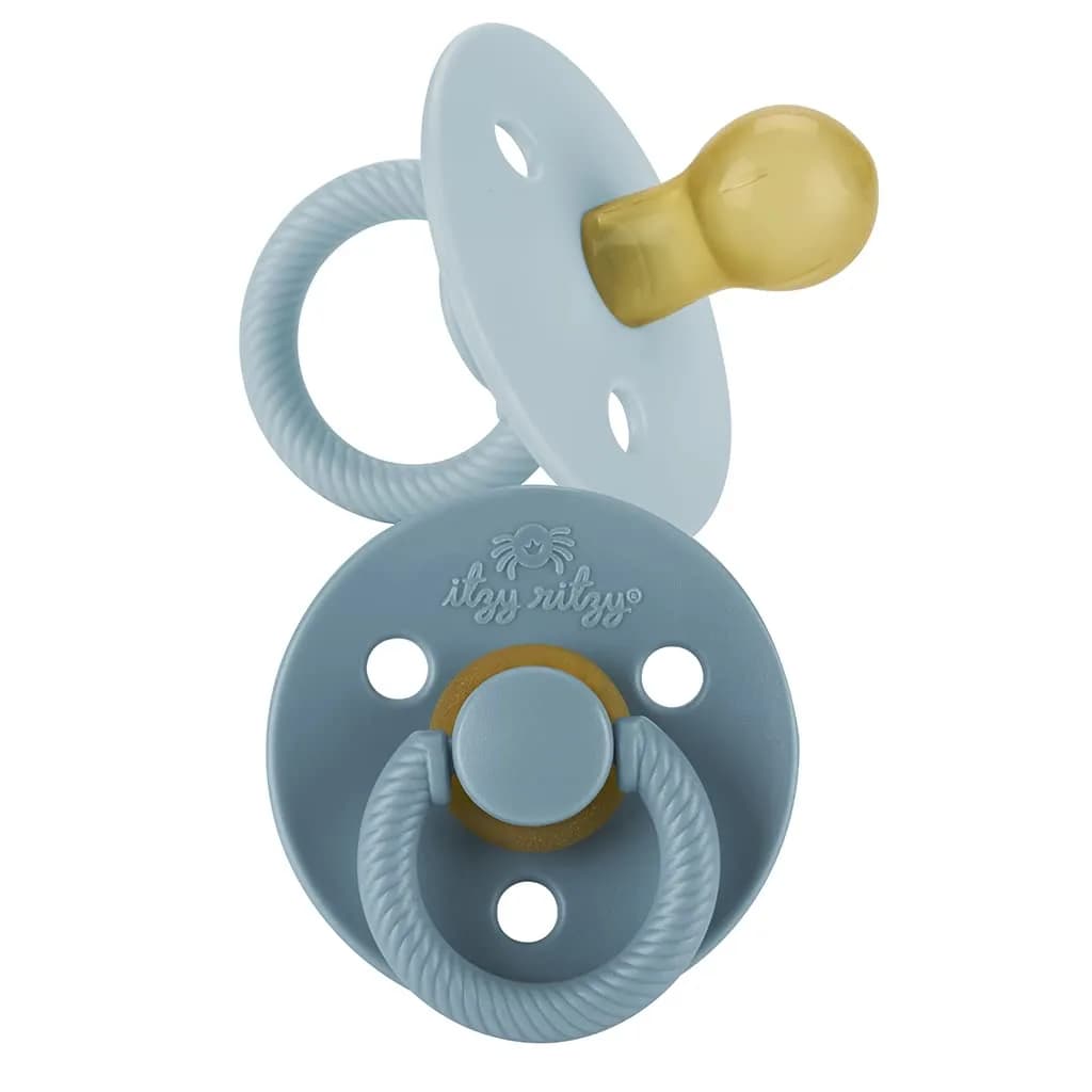 Itzy Ritzy Natural Rubber Pacifiers for 0-6 Mos | BPA-Free, Chic & Soothing — Harbor/Coast