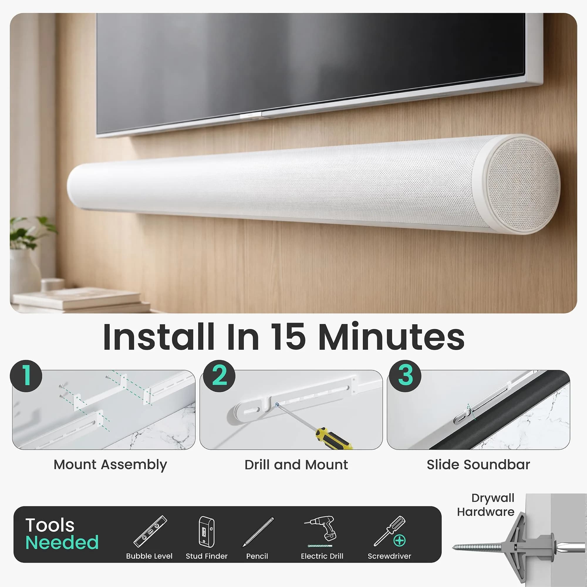 ynVISION.DESIGN Sonos Arc Ultra & Sonos Arc Wall Mount | White, 0.43" Flush Mount - view 6