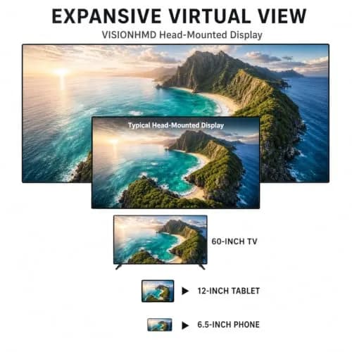 VISIONHMD Bigeyes H1 Video Glasses 2D & 3D | HDMI Input, Adjustable Lenses, Lightweight Personal Theater thumbnail 4