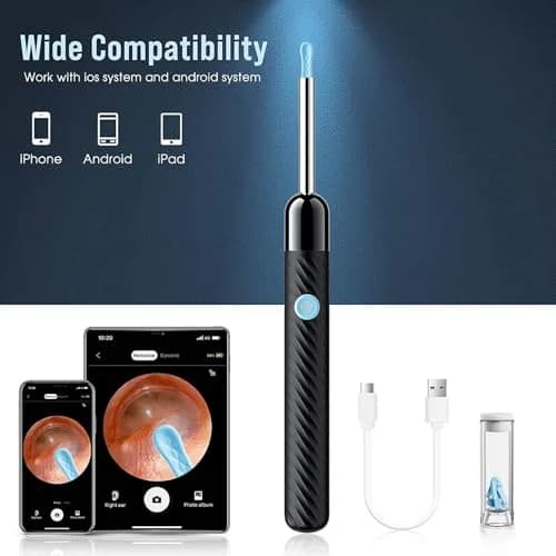 LEIPUT Ear Wax Removal Tool with 1080P HD Camera & 8 Pcs Ear Set - Black | FSA HSA Eligible thumbnail 4