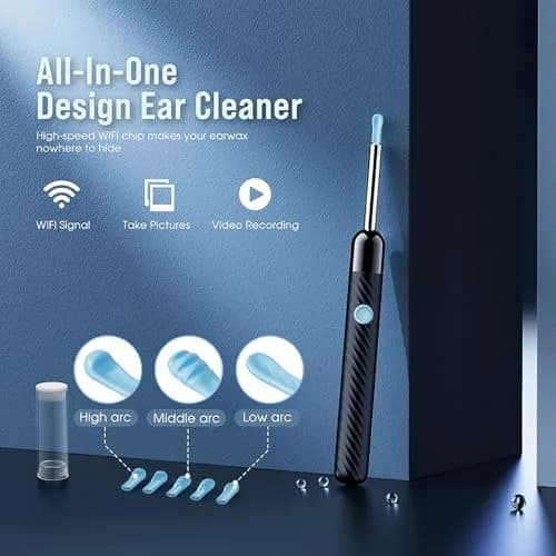 LEIPUT Ear Wax Removal Tool with 1080P HD Camera & 8 Pcs Ear Set - Black | FSA HSA Eligible thumbnail 2