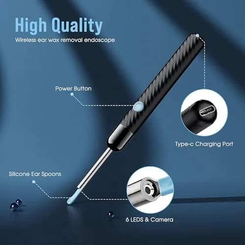 LEIPUT Ear Wax Removal Tool with 1080P HD Camera & 8 Pcs Ear Set - Black | FSA HSA Eligible thumbnail 3