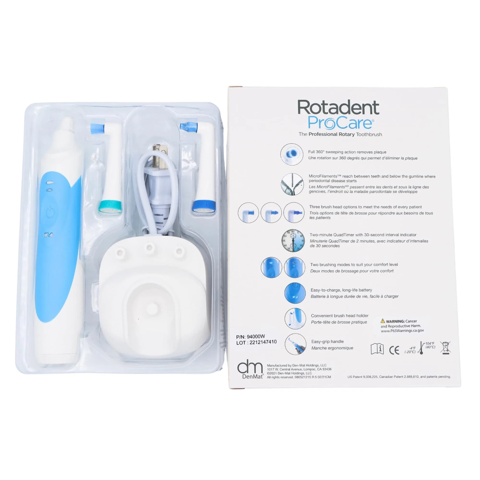 ROTADENT PROCARE Professional Rotary Electric Toothbrush with 2 Brush Heads & Dock Charger | Gentle Cleaning for Adults - view 5