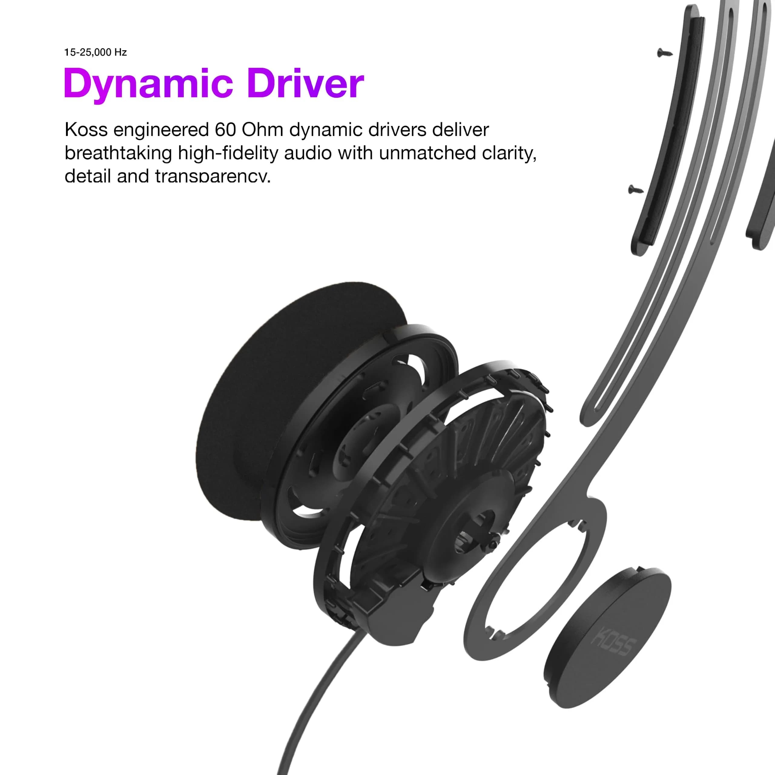 Koss KPH40 Utility On-Ear Headphones, Stealth Grey | Retro Open-Back Design, Audiophile Sound thumbnail 3