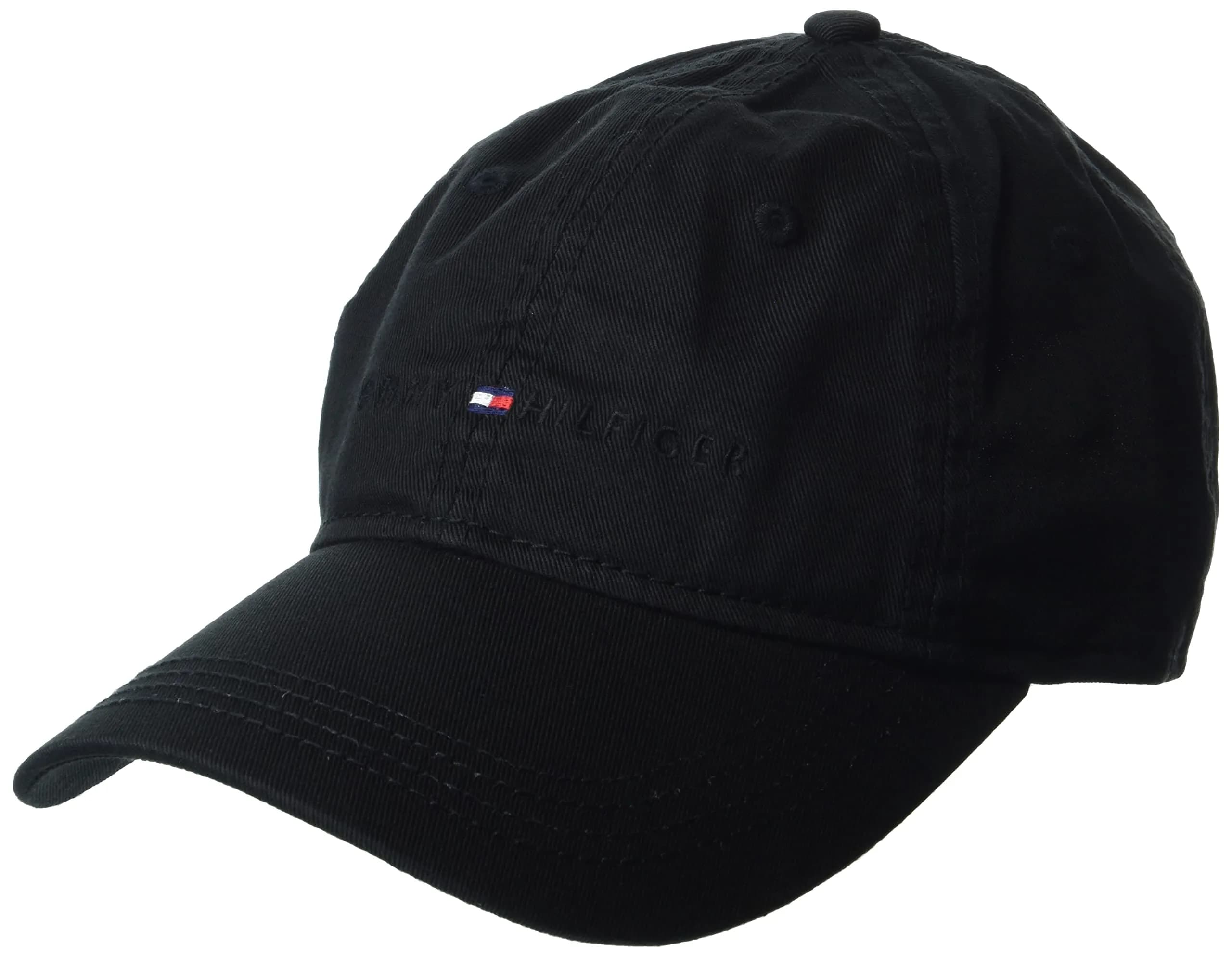 Tommy Hilfiger Men's Logo Dad Baseball Cap - Black, One Size | 100% Cotton Adjustable Fit - main product image