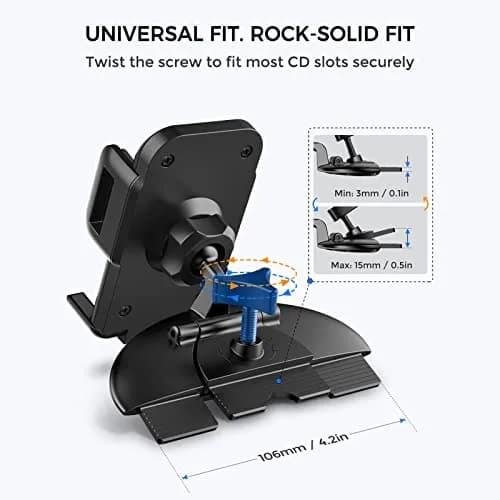 VSSMSSA Cell Phone Holder for Car CD Slot | 360° Swivel, One Button Release, Compatible with iPhone 17-12 & Galaxy S25-S10 (2.76 in) thumbnail 7