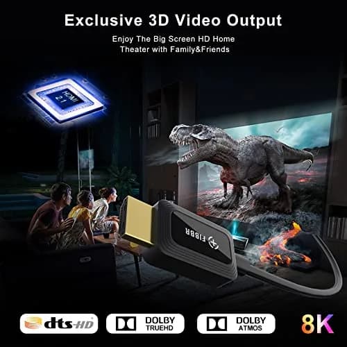 FIBBR Fiber Optic HDMI 2.1 Cable 1m (3.3ft) 48Gbps 8K@60Hz | Supports VRR, ALLM, eARC thumbnail 6