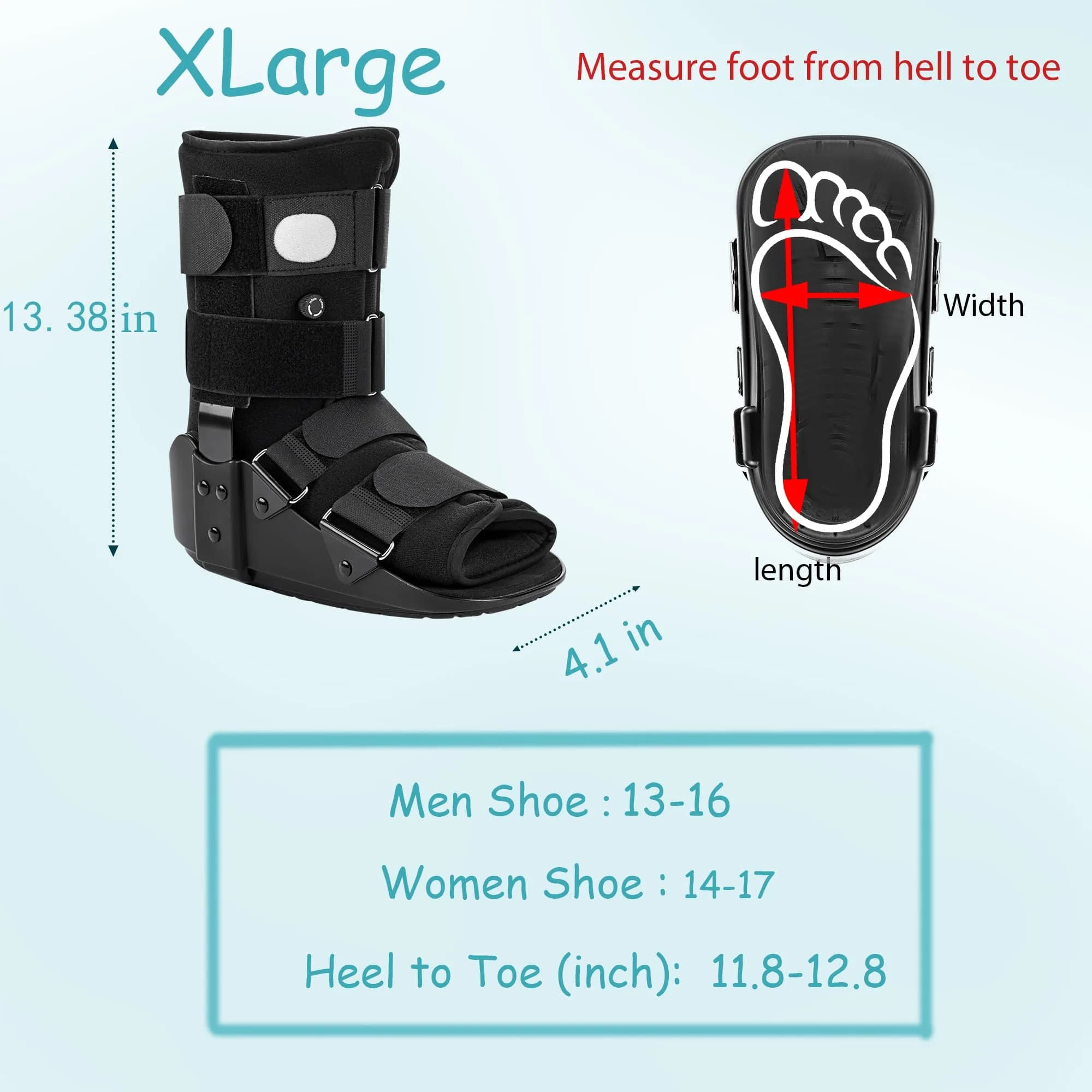 Medibot Advanced Walking Boot XLarge Black | FDA Approved Adjustable Air Splint with Pump - view 7