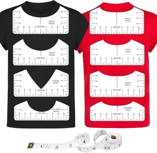 tietoc 9Pcs T-Shirt Ruler Guide Set | Transparent PVC for Vinyl Alignment, Heat Press, Children Youth Adult (10in) thumbnail 5