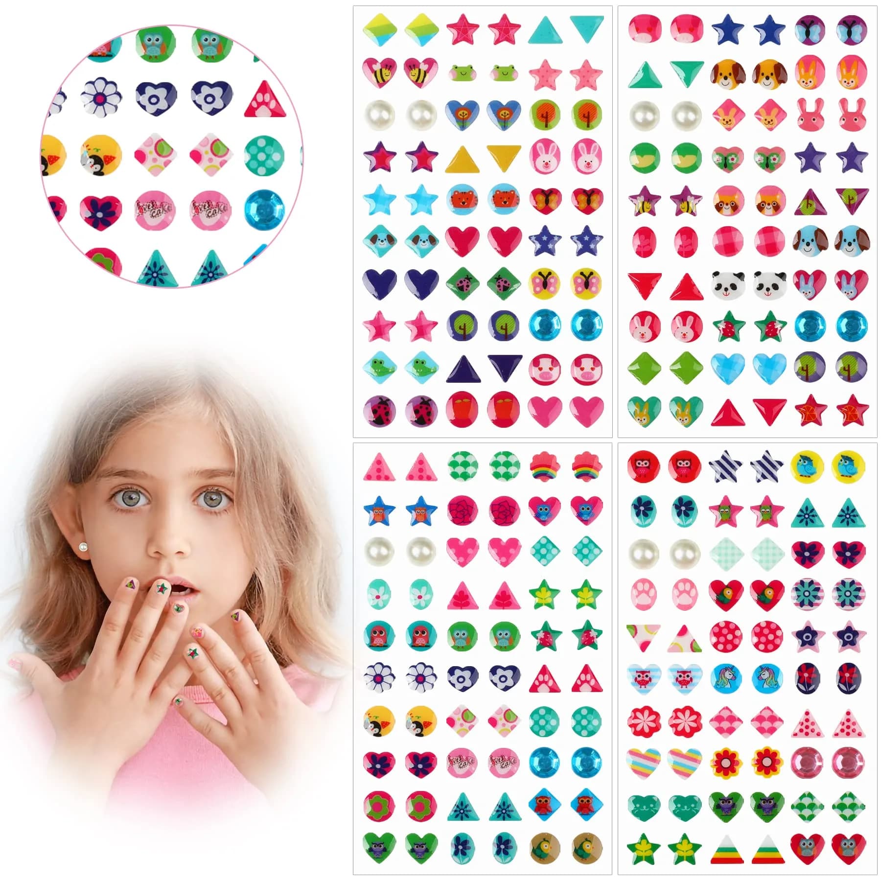 AUGSUN Christmas Stick-on Earrings 240 Pcs | Festive Designs for Parties & Gifts — Multicolor