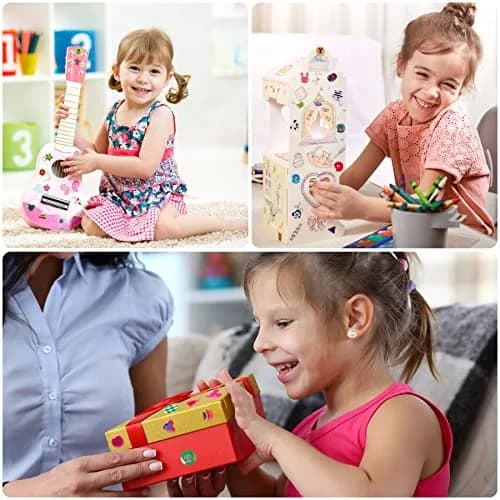 AUGSUN 240 Pcs Glitter Sticker Earrings for Girls | Non-Toxic, Assorted Colors, 3D Design thumbnail 7