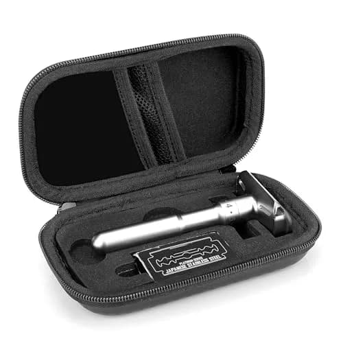 Linkidea Hard Shell Travel Case for Razors | Durable, Compact & Compatible with Merkur, Vikings, WEISHI (Black) thumbnail 1