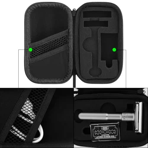Linkidea Hard Shell Travel Case for Razors | Durable, Compact & Compatible with Merkur, Vikings, WEISHI (Black) thumbnail 5
