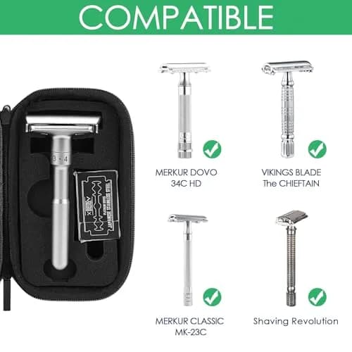 Linkidea Hard Shell Travel Case for Razors | Durable, Compact & Compatible with Merkur, Vikings, WEISHI (Black) thumbnail 2