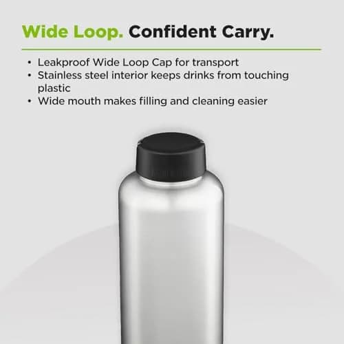 Klean Kanteen Wide Water Bottle with Loop Cap - Stainless Steel Water Bottle for Daily Hydration & Outdoor Use - Non-Insulated - BPA Free, Dishwasher Safe - Brushed Stainless, 64 oz thumbnail 6