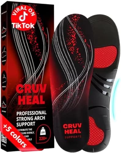 CRUVHEAL High Arch Support Insoles XL | Heavy Duty Plantar Fasciitis Relief for Men & Women thumbnail 1