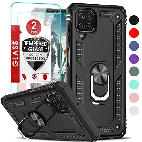 LeYi Galaxy A12 Phone Case Heavy Duty Shockproof Stand Black | Military Grade Drop & Screen Protection thumbnail 1