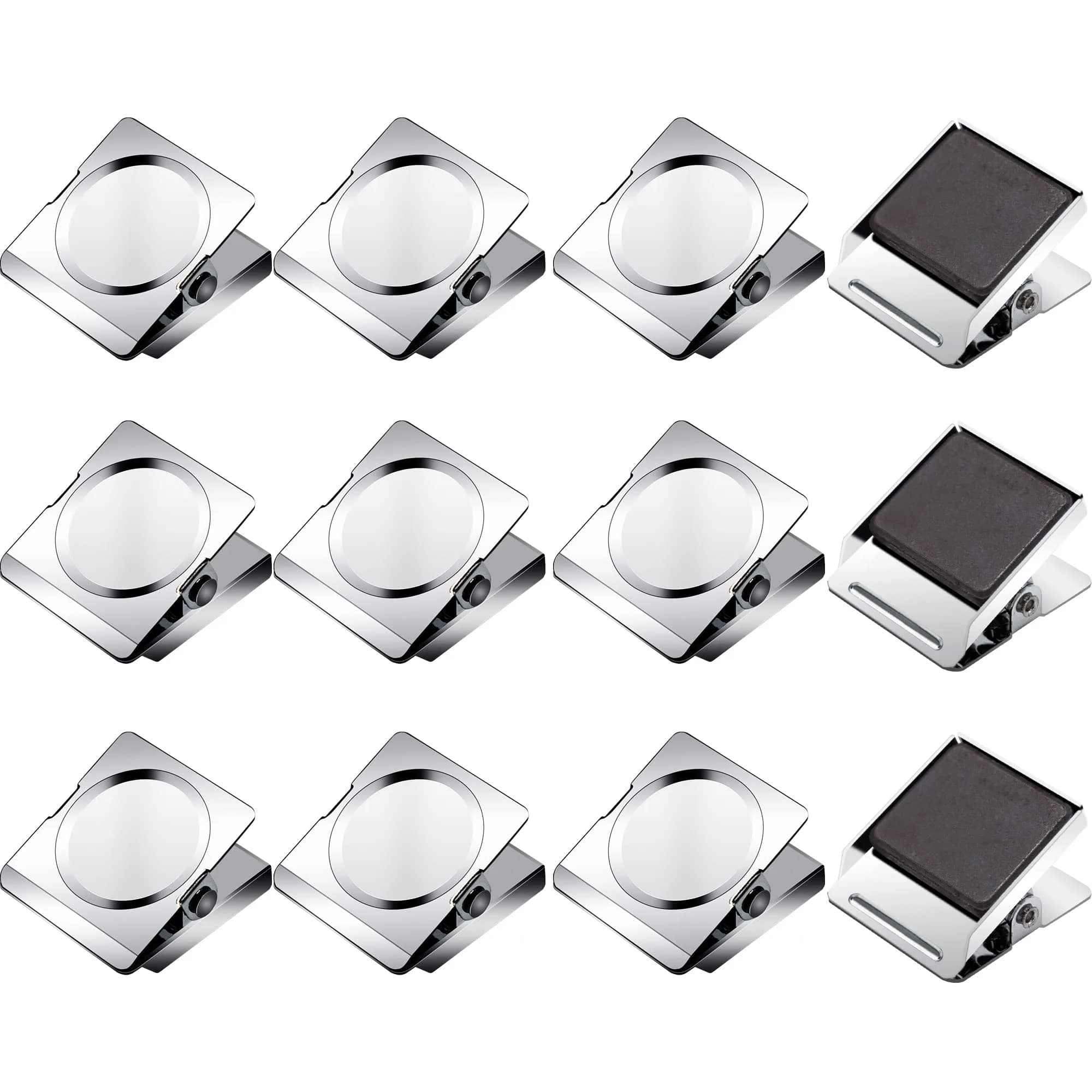 Thimmamma Magnetic Clips 1.5 inch | Heavy Duty Metal Magnet Clips for Whiteboard & Fridge — 1.77"- 12 Pieces