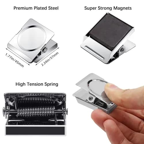 Thimmamma Magnetic Clips 1.77 inch | Heavy Duty Metal Clips for Whiteboard & Refrigerator thumbnail 2