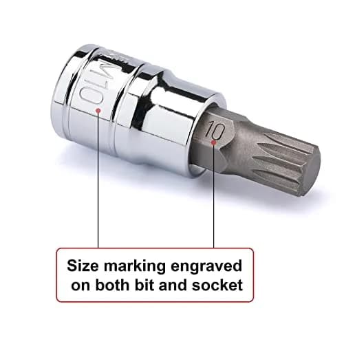 CASOMAN 10PCS 1/4-Inch, 3/8-Inch & 1/2-Inch Drive XZN Triple Square Spline Bit Socket Set, M4-M18, 12 Point Tamper Proof, Cr-V Sockets and S2 Steel Bits | Heavy Duty Alloy Steel thumbnail 5