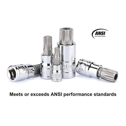 CASOMAN 10PCS 1/4-Inch, 3/8-Inch & 1/2-Inch Drive XZN Triple Square Spline Bit Socket Set, M4-M18, 12 Point Tamper Proof, Cr-V Sockets and S2 Steel Bits | Heavy Duty Alloy Steel thumbnail 7