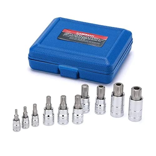 CASOMAN 10PCS 1/4-Inch, 3/8-Inch & 1/2-Inch Drive XZN Triple Square Spline Bit Socket Set, M4-M18, 12 Point Tamper Proof, Cr-V Sockets and S2 Steel Bits | Heavy Duty Alloy Steel thumbnail 2
