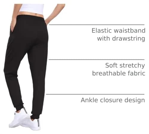 ZENEX Women Sweatpants Tapered High Rise | Casual Lounge Pants with Pockets thumbnail 4