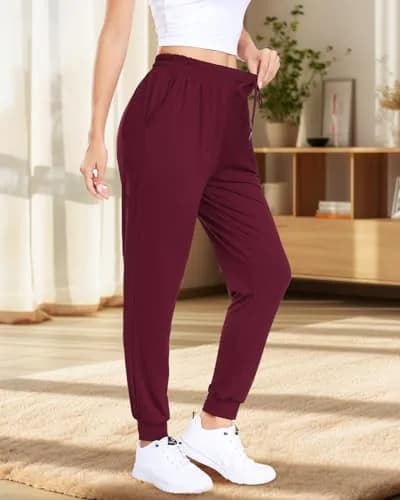 ZENEX Women Sweatpants Tapered High Rise | Casual Lounge Pants with Pockets thumbnail 3