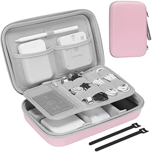 ProCase Hard Travel Electronic Organizer Case for MacBook Chargers Cables Power Bank Apple Magic Mouse Apple Pencil USB Flash Disk SD Card Portable Accessories Bag - Rosegold, L (24.99cm x 16cm x 6.5cm) thumbnail 1