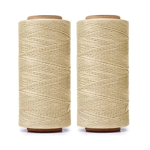 HILELIFE 568 Yards Waxed Thread for Leather Sewing, 150D 0.8mm (Beige) | Strong & Durable Leather Thread thumbnail 1